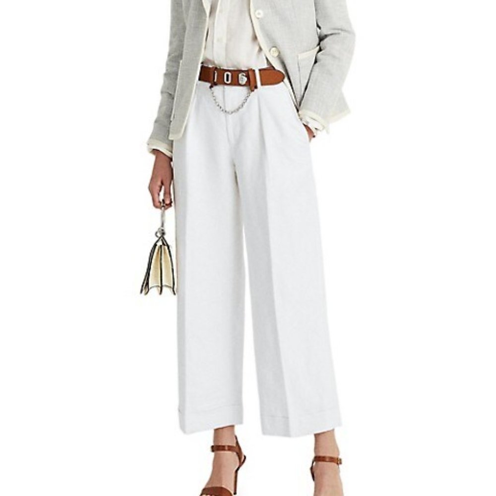 NWT Linen Twill Wide-Leg Pants Lauren Ralph Lauren